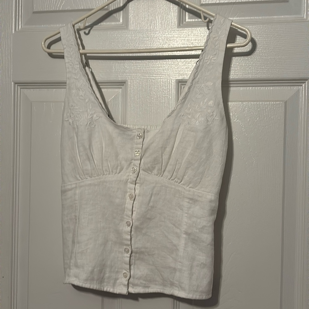 Hollister linen blend button-through top